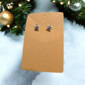 Mini Gingerbread Man Festive Holiday Stud Earrings